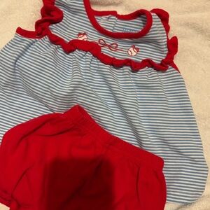Charming Red and Blue Striped Diaper Cover Set